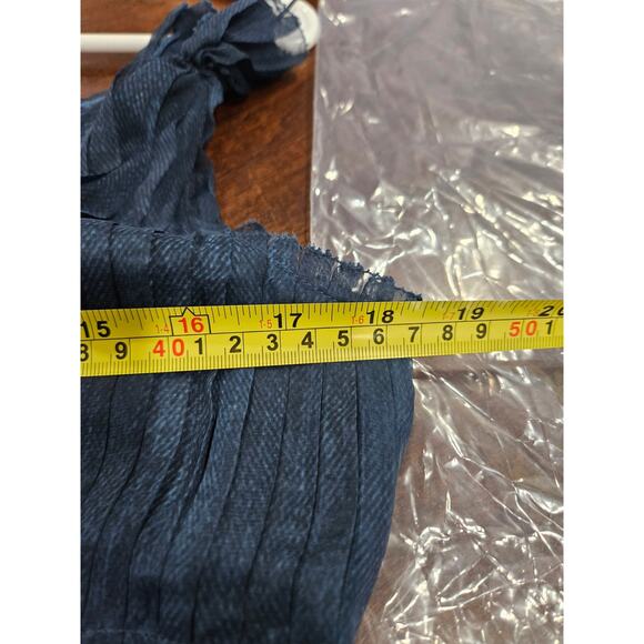 Elie Tahari Sleeveless Maxi Chiffon Pleated Navy Blue Formal Evening Dress Sz 6 - Picture 9 of 10